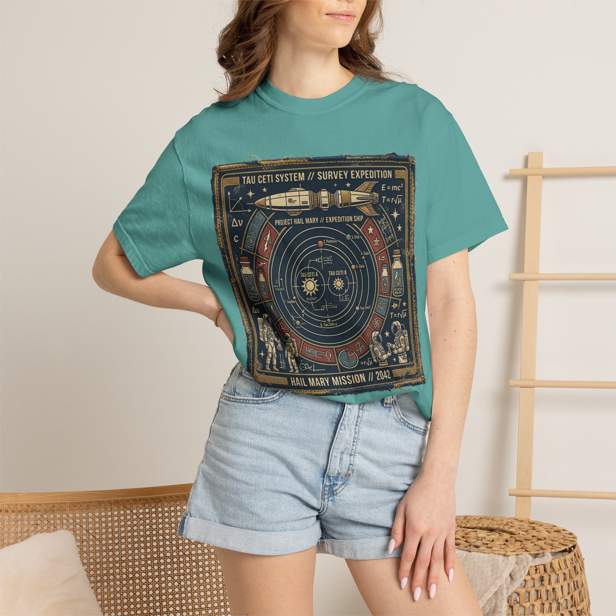 Astronaut Mission Patch T-Shirt — Solar System Survey '2047' Vintage Space Graphic Shirt