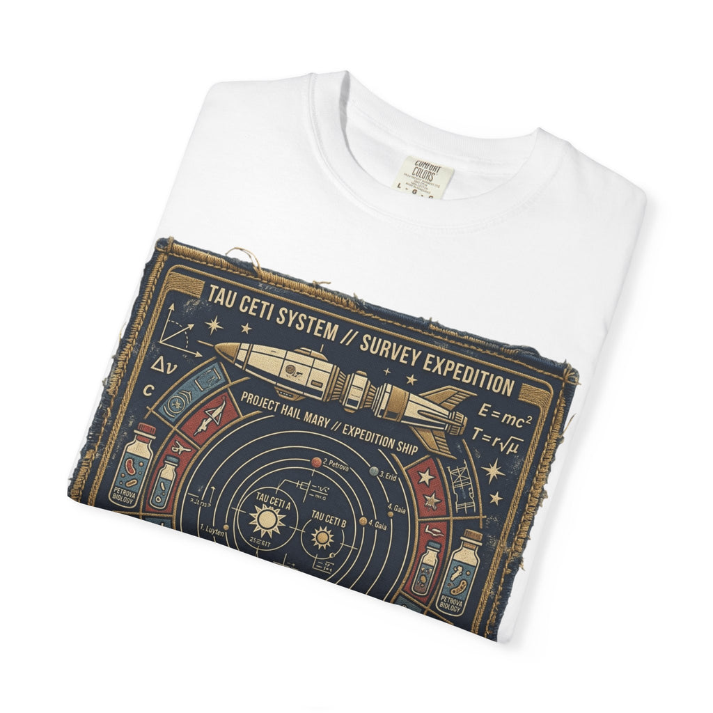 Astronaut Mission Patch T-Shirt — Solar System Survey '2047' Vintage Space Graphic Shirt