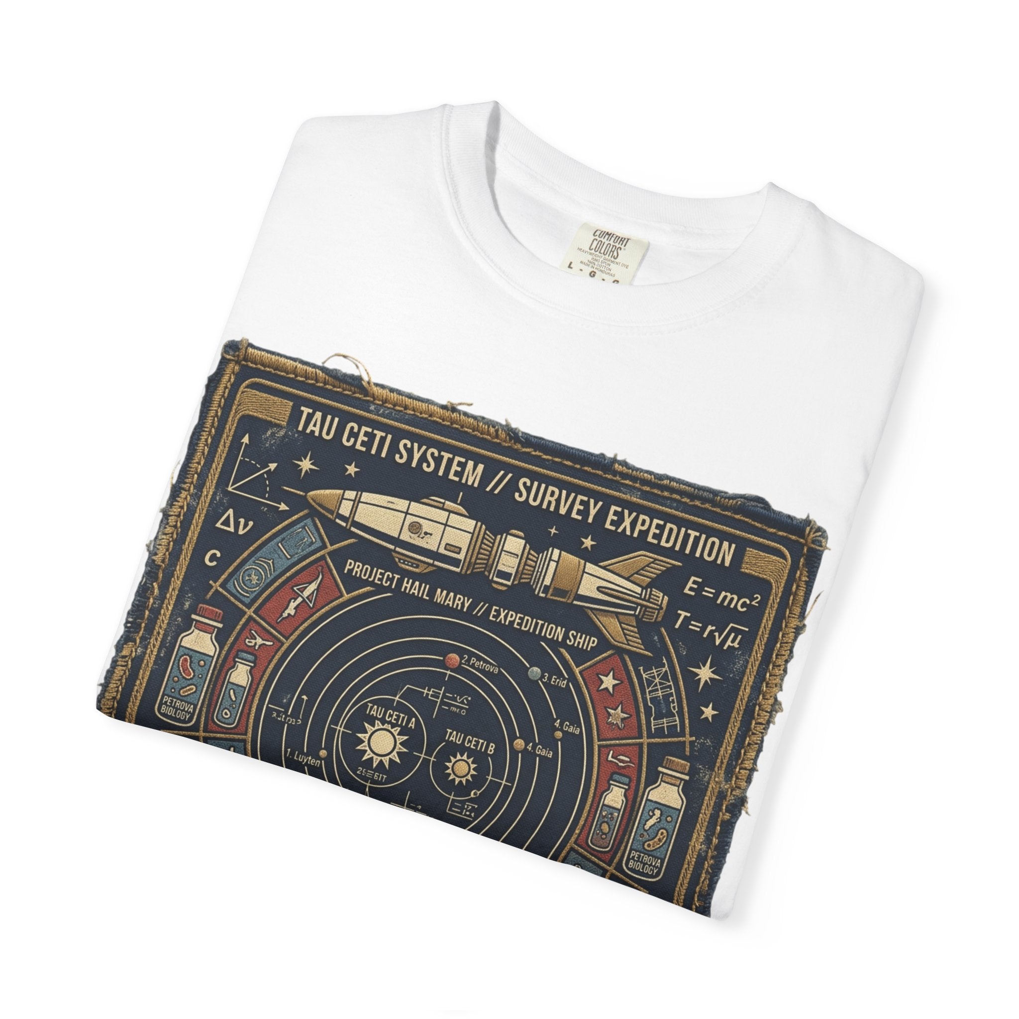 Astronaut Mission Patch T-Shirt — Solar System Survey '2047' Vintage Space Graphic Shirt