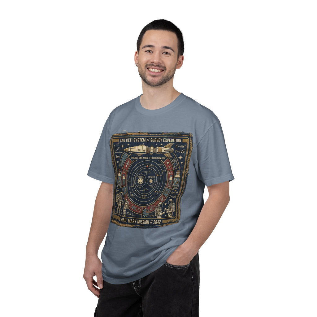 Astronaut Mission Patch T-Shirt — Solar System Survey '2047' Vintage Space Graphic Shirt