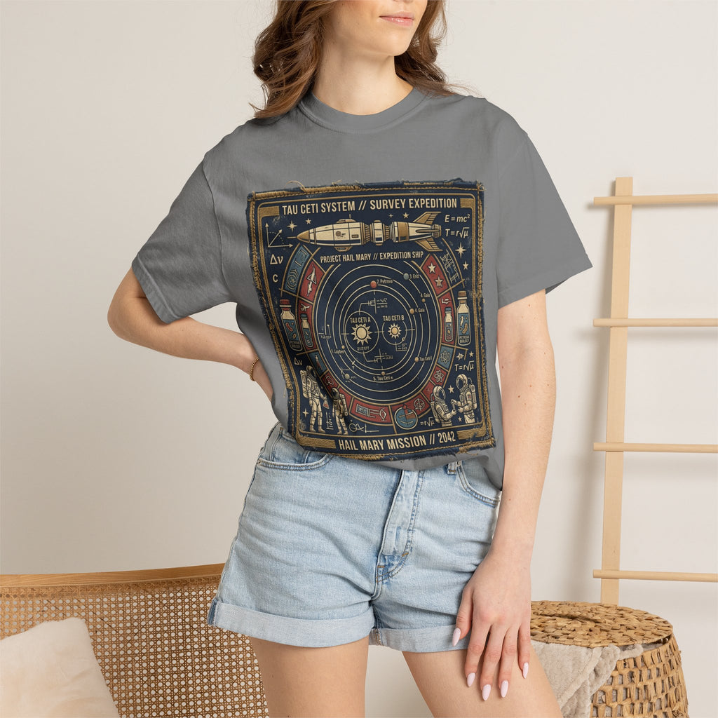 Astronaut Mission Patch T-Shirt — Solar System Survey '2047' Vintage Space Graphic Shirt